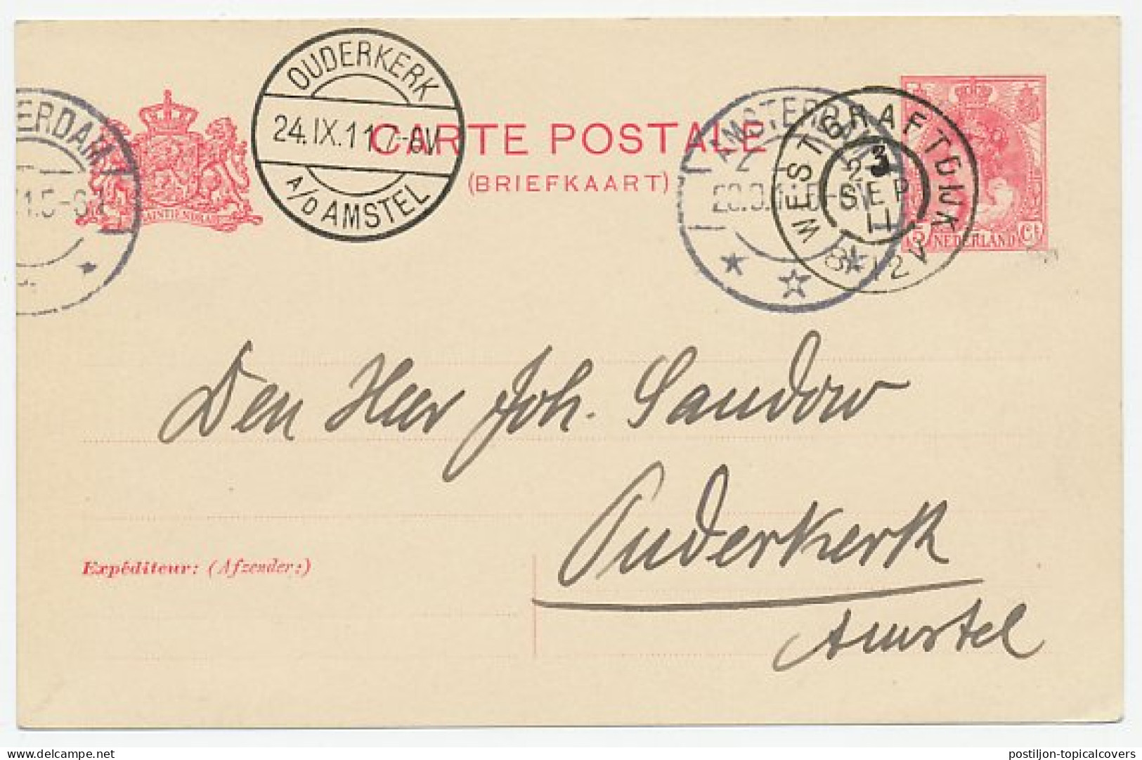 Briefkaart G. 82 II Westgraftdijk - Ouderkerk A/d Amstel 1911 - Postal Stationery