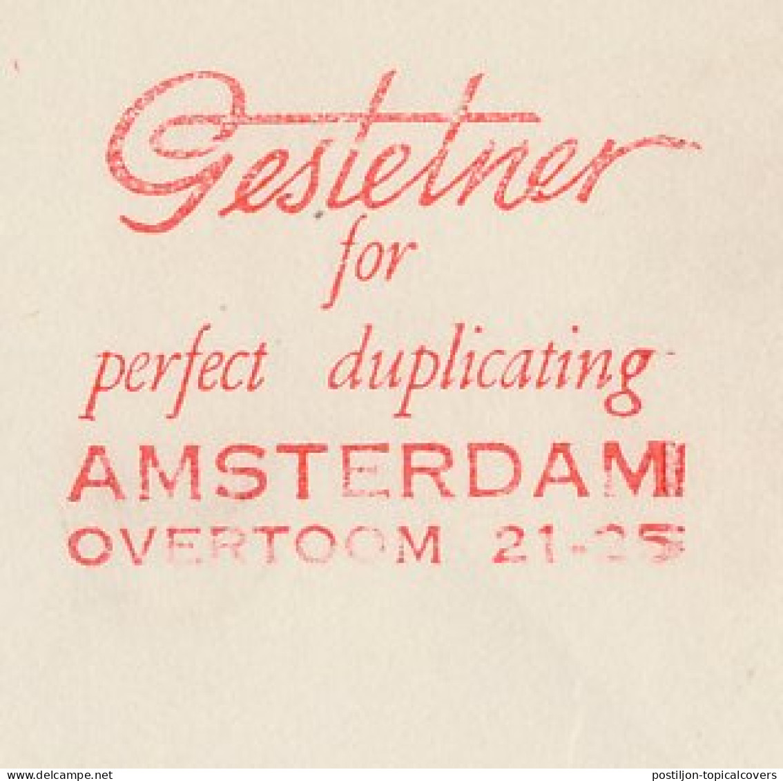 Meter Cover Netherlands 19 Duplicating Machine - Gestetner - Autres & Non Classés