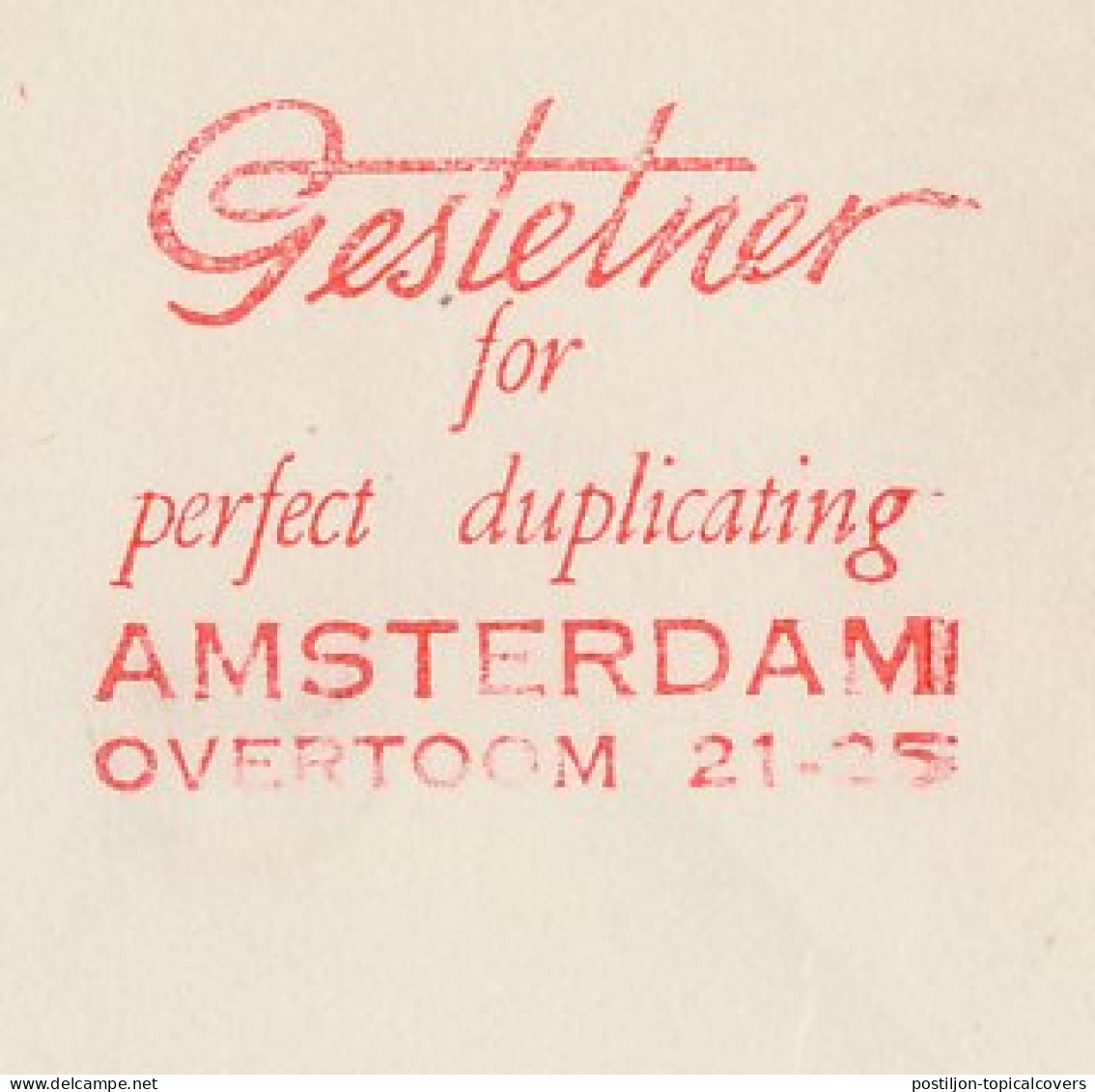 Meter Cover Netherlands 19 Duplicating Machine - Gestetner - Sonstige & Ohne Zuordnung