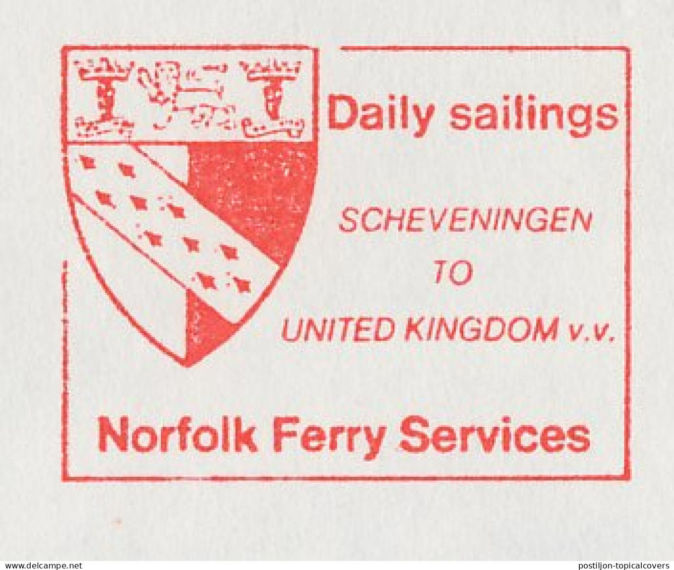 Meter Cover Netherlands 1983 - Postalia 7014 Norfolk Ferry Services - Scheveningen To United Kingdom - Ships