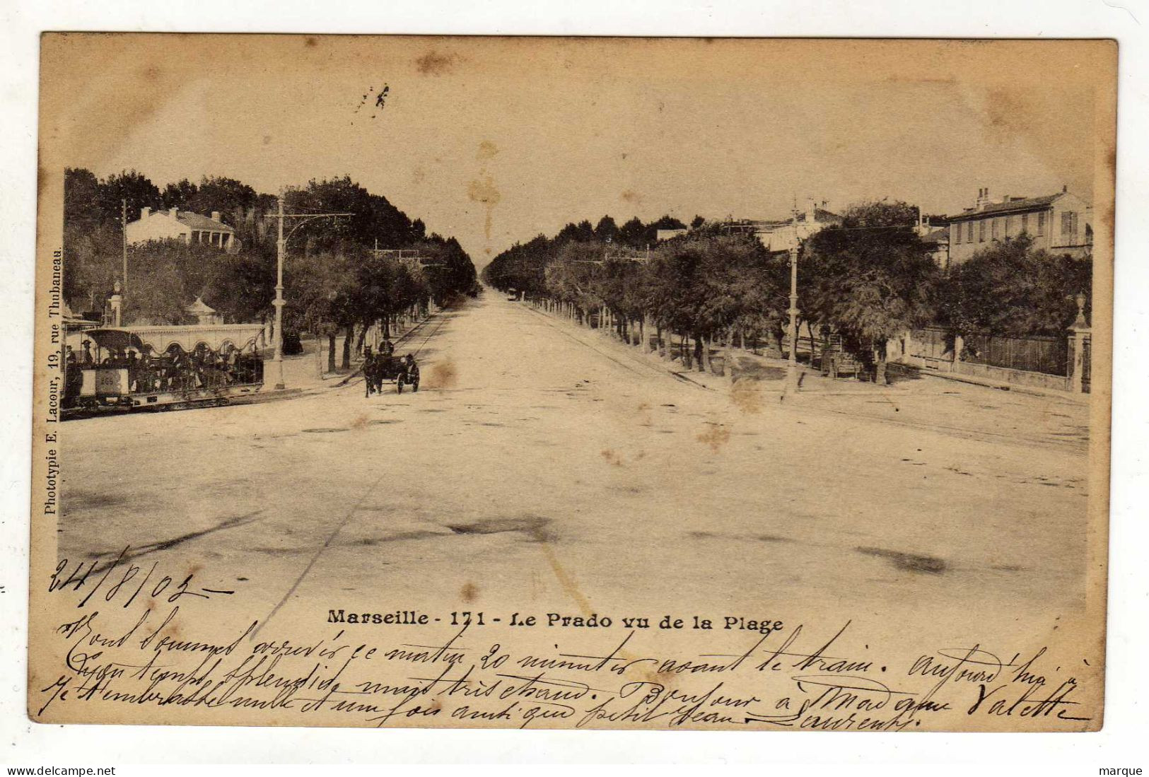 Cpa N° 171 MARSEILLE Le Prado Vu De La Plage - Castellane, Prado, Menpenti, Rouet