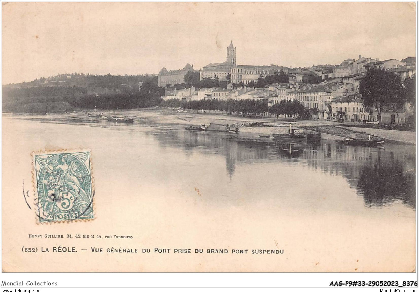 AAGP9-33-0775- LA REOLE - Vue Générale Du Port Prise Du Grand Pont Suspendu - La Réole