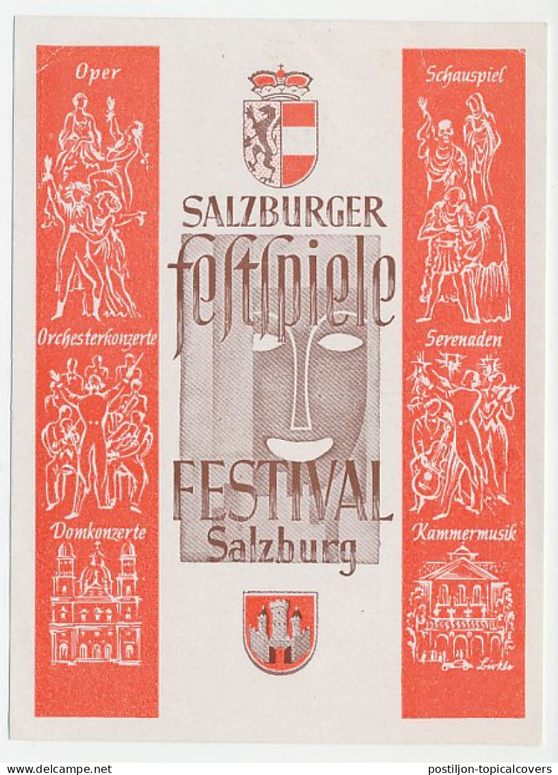 Card / Postmark Austria 1947 Salzburger Festival - Music