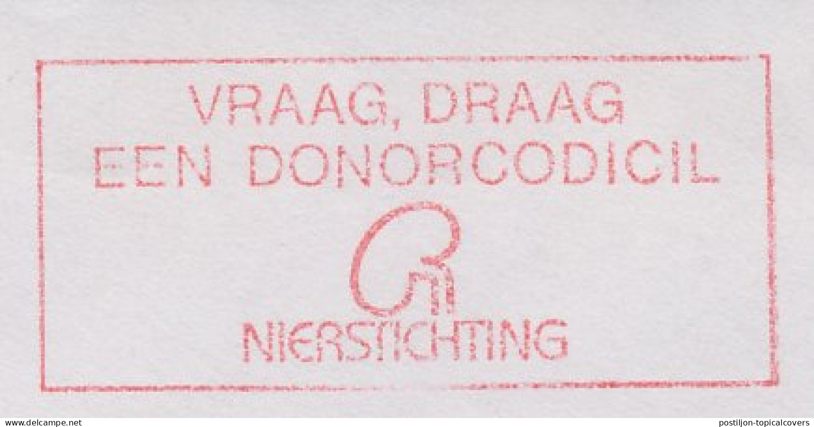Meter Top Cut Netherlands 1990 Donor Codicil - Kidney Foundation - Otros & Sin Clasificación