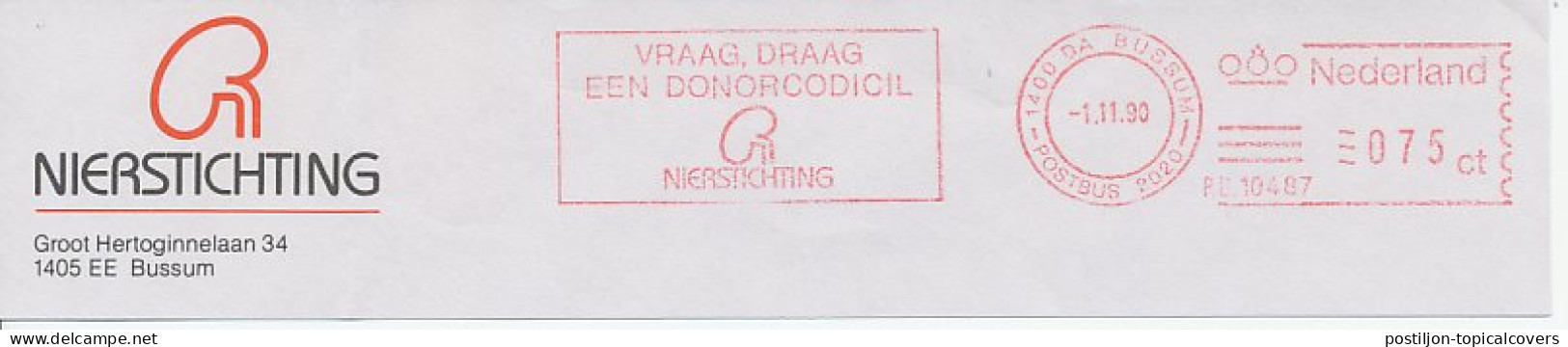 Meter Top Cut Netherlands 1990 Donor Codicil - Kidney Foundation - Sonstige & Ohne Zuordnung