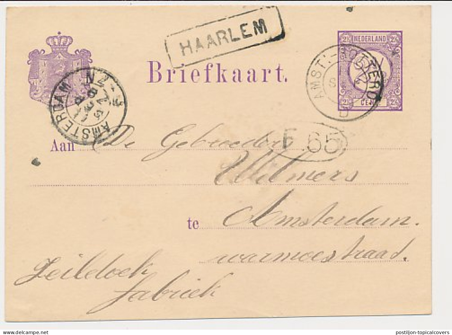 Trein Haltestempel Haarlem 1879 - Lettres & Documents