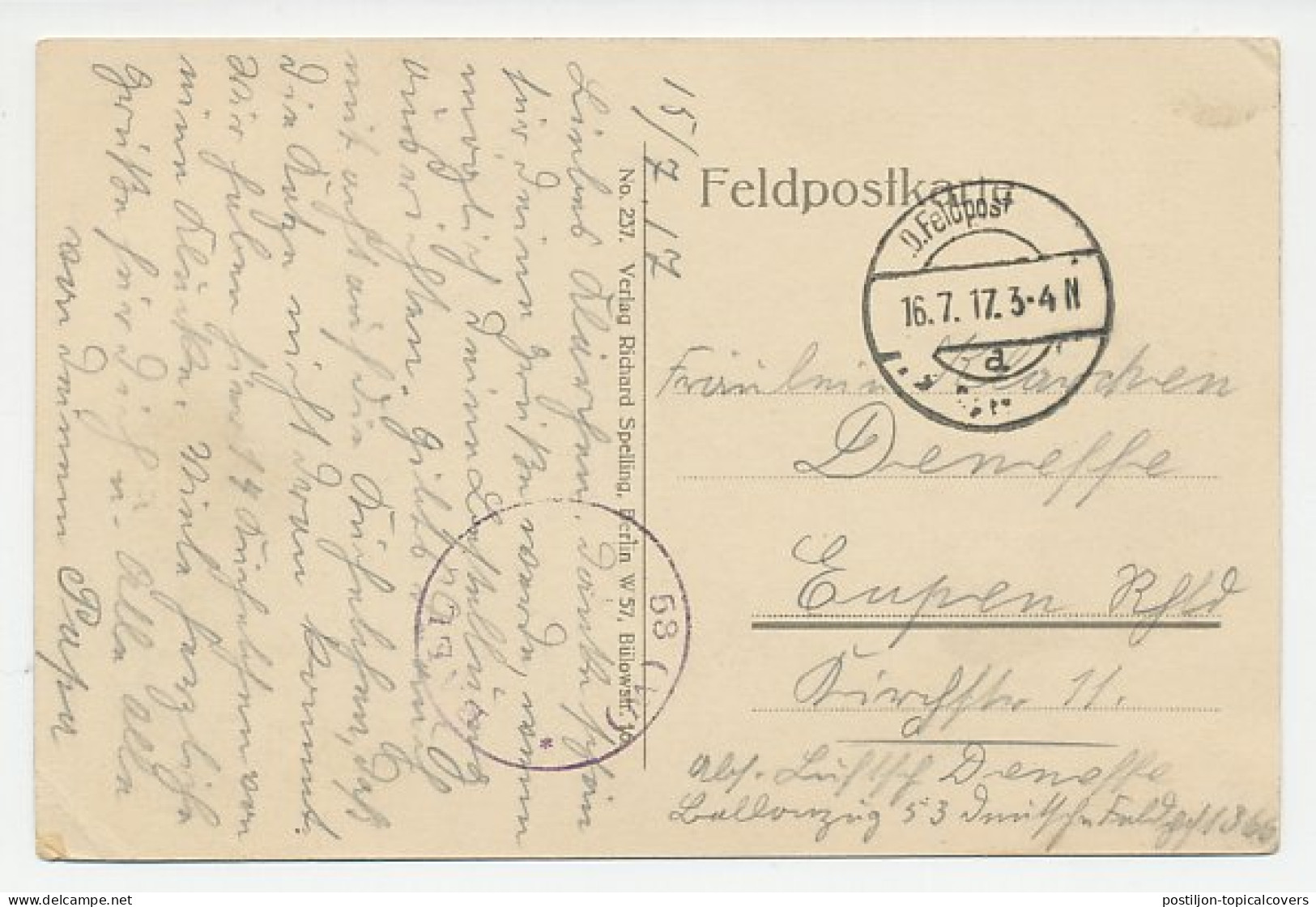 Fieldpost Postcard Germany / France 1917 War Violence - Manre - WWI - 1. Weltkrieg