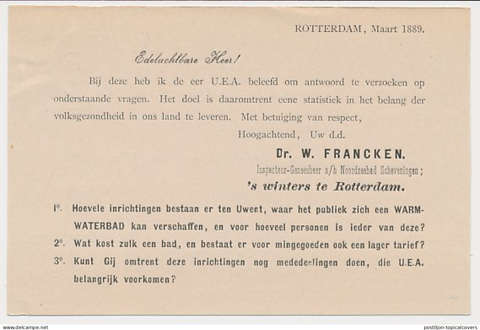 Briefkaart G. 24 V Particulier Bedrukt Rotterdam 1889 - Postal Stationery