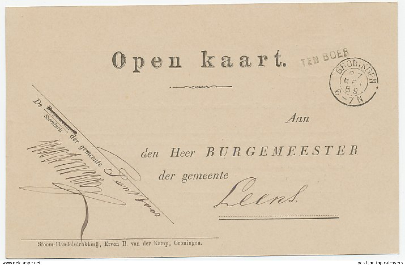 Naamstempel Ten Boer  - Briefe U. Dokumente