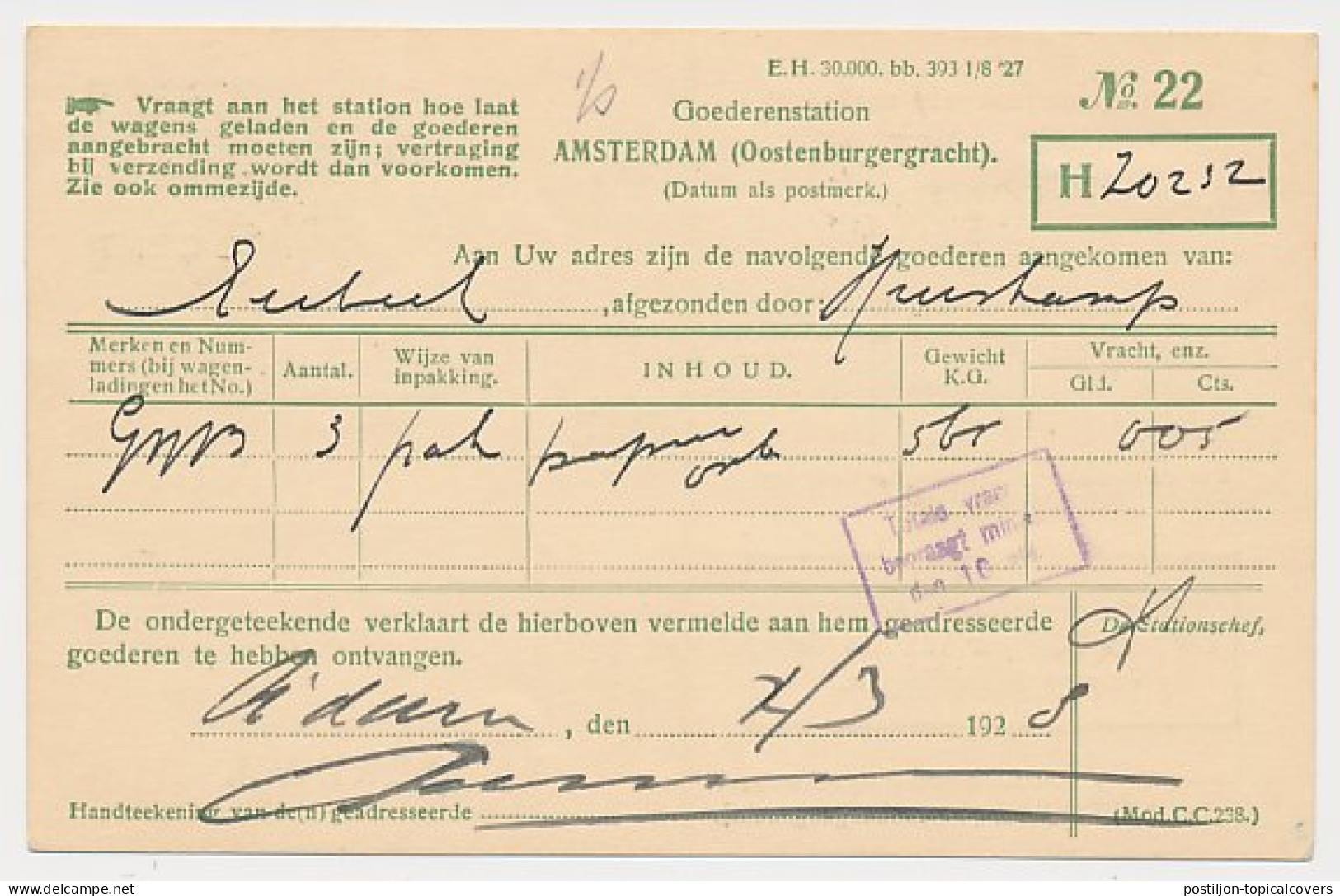 Spoorwegbriefkaart G. PNS216 B - Locaal Te Amsterdam 1928 - Postal Stationery