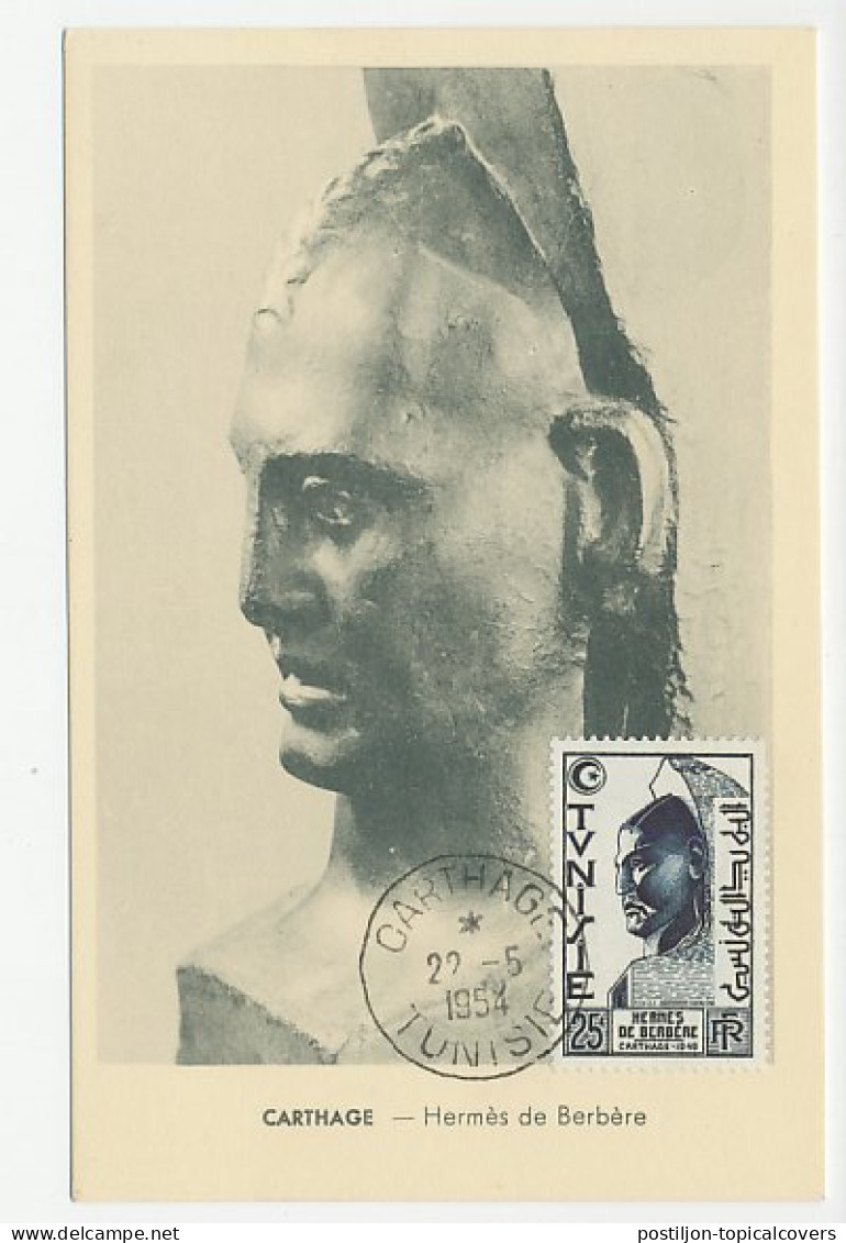 Maximum Card Tunisia 1954 Carthago - Hermes The Barbarian - Autres & Non Classés