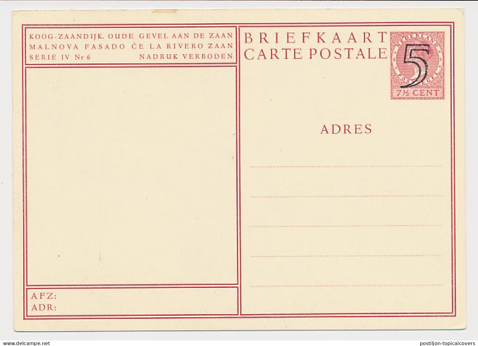 Briefkaart G. 284 I - Postal Stationery