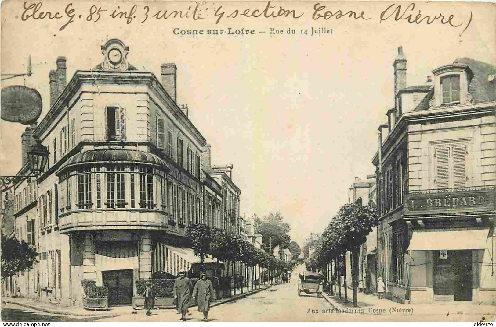 58 - Cosne Cours Sur Loire - Rue Du 14 Juillet - Animée - Correspondance - CPA - Oblitération De 1918 - Voir Scans Recto - Cosne Cours Sur Loire