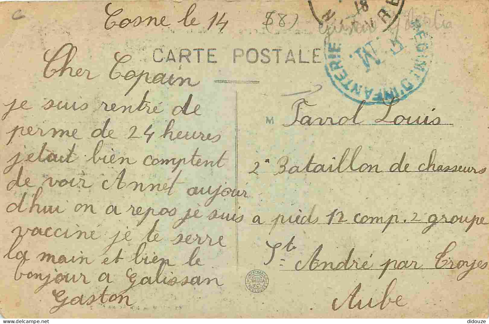 58 - Cosne Cours Sur Loire - Rue Du 14 Juillet - Animée - Correspondance - CPA - Oblitération De 1918 - Voir Scans Recto - Cosne Cours Sur Loire