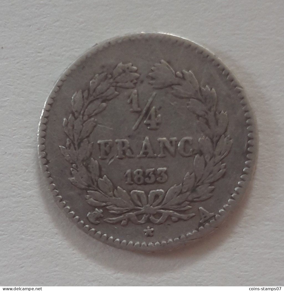 France - 1/4 Franc Louis Philippe 1833 A - Paris - 1/4 Franc