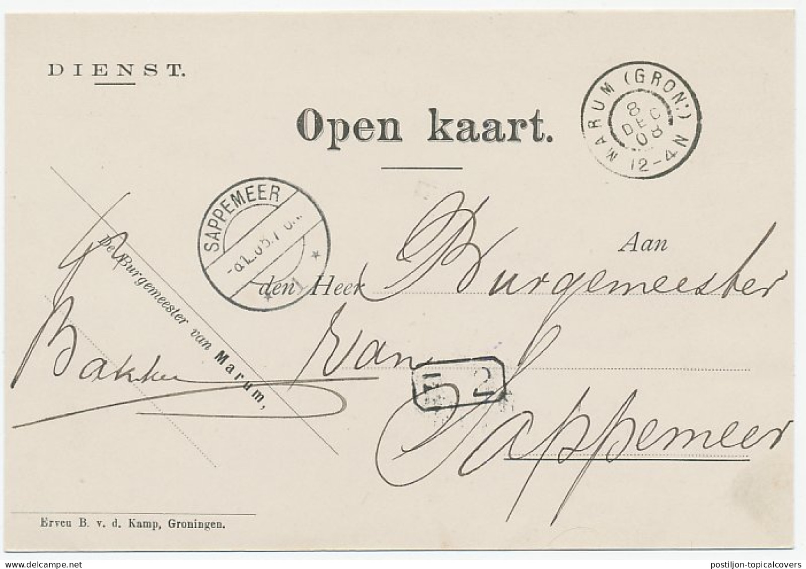 Grootrondstempel Marum (Gron:) 1908 - Non Classés