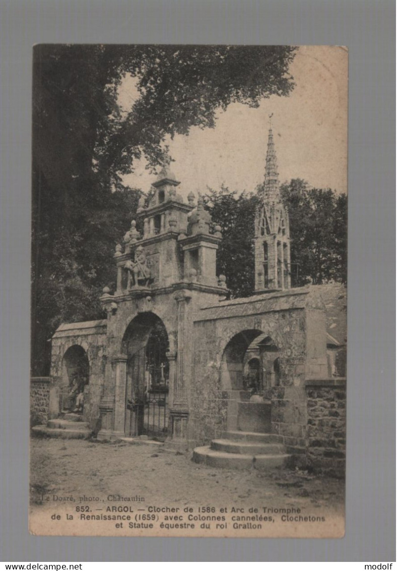 CPA - 29 - N°852 - Argol - Clocher De 1586 Et Arc De Triomphe De La Renaissance (1659) - Circulée - Sonstige & Ohne Zuordnung