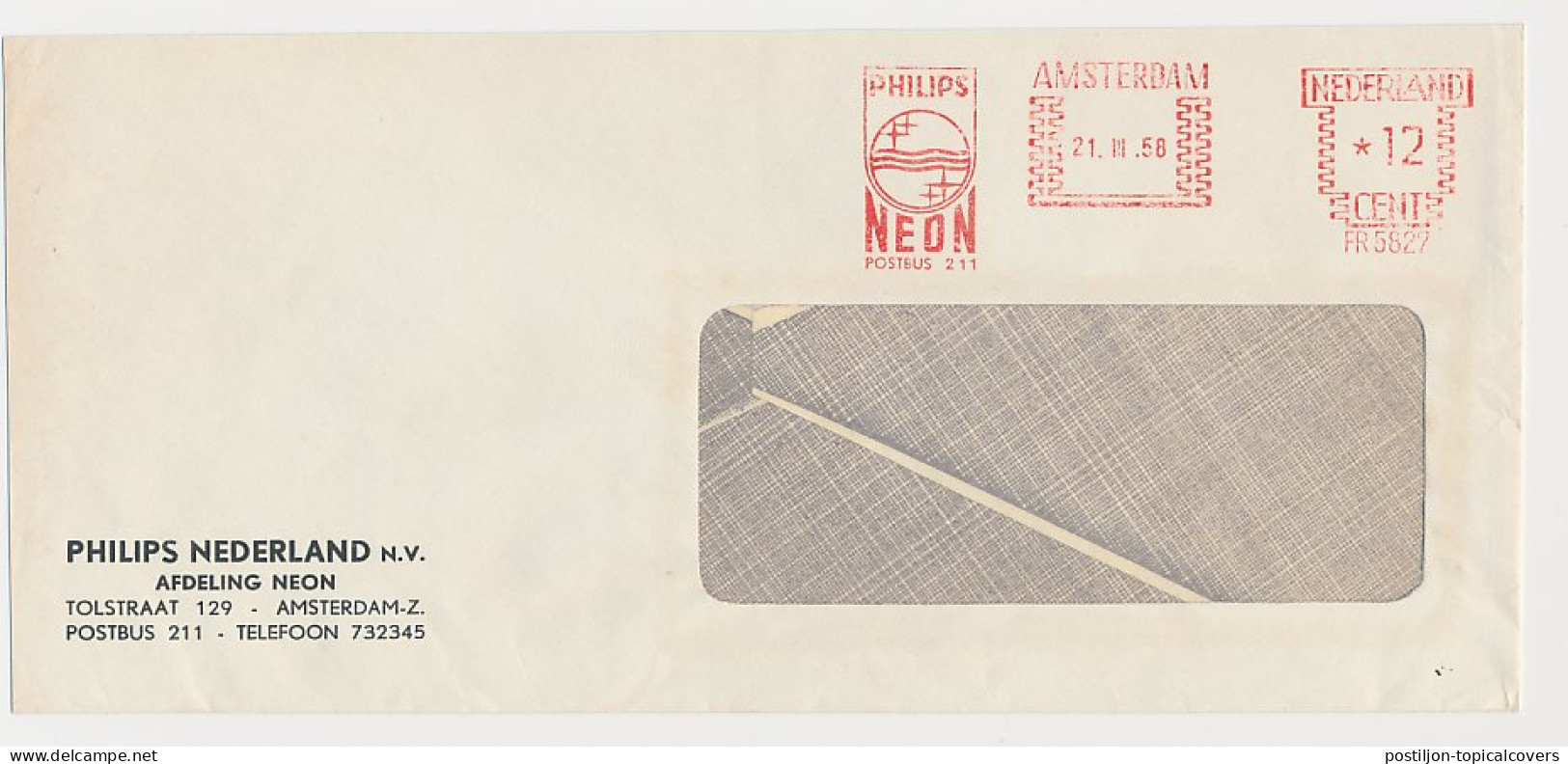 Meter Cover Netherlands 1958 Neon - Philips - Amsterdam - Electricité