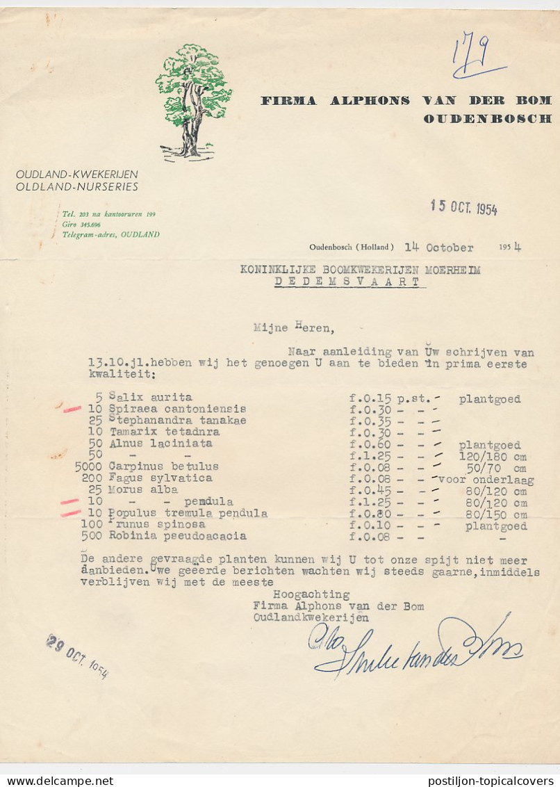 Brief Oudenbosch 1954 - Kwekerij - Paesi Bassi