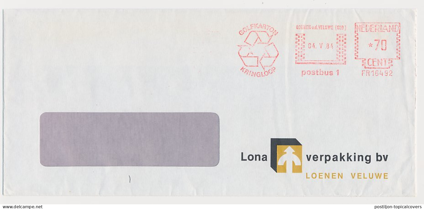 Meter Cover Netherlands 1984 Card Board Recycle - Loenen Op De Veluwe - Protection De L'environnement & Climat