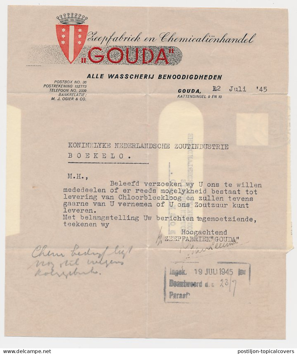 Vouwbrief Gouda 1945 - Zeepfabriek - Pays-Bas