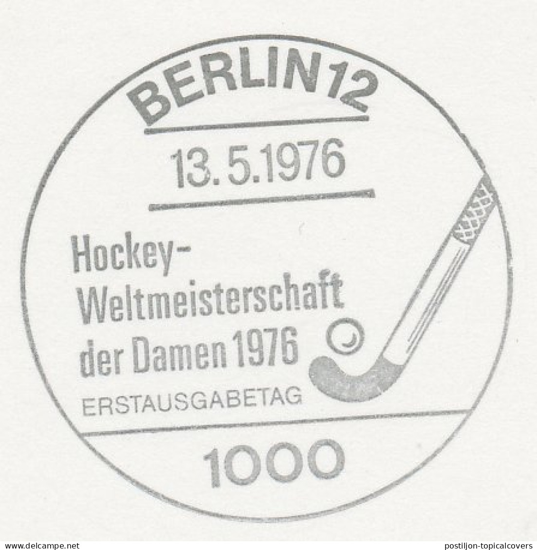 Card / Postmark Germany 1976 Hockey - World Championships Berlin - Autres & Non Classés
