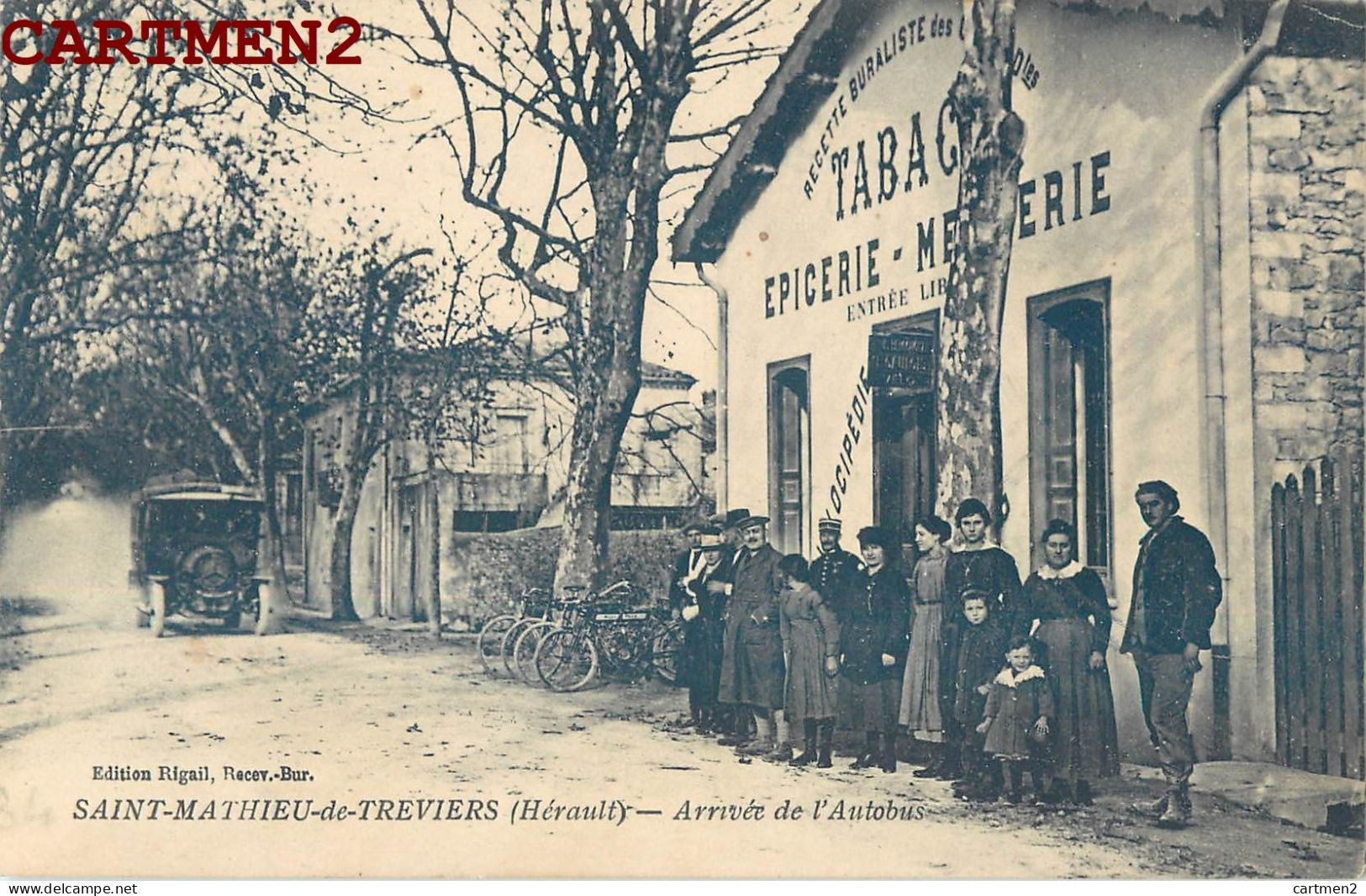 SAINT-MATHIEU-DE-TREVIERS ARRIVEE DE L'AUTOBUS TABAC EPICERIE MERCERIE 34 HERAULT - Beziers