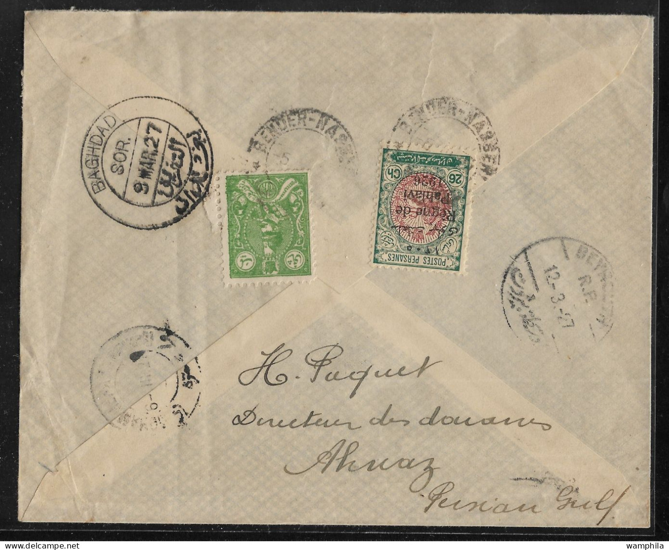 Iran 1927 Lettre,  Courrier  Benuer-Nasser Pour Baghdad. - Iran