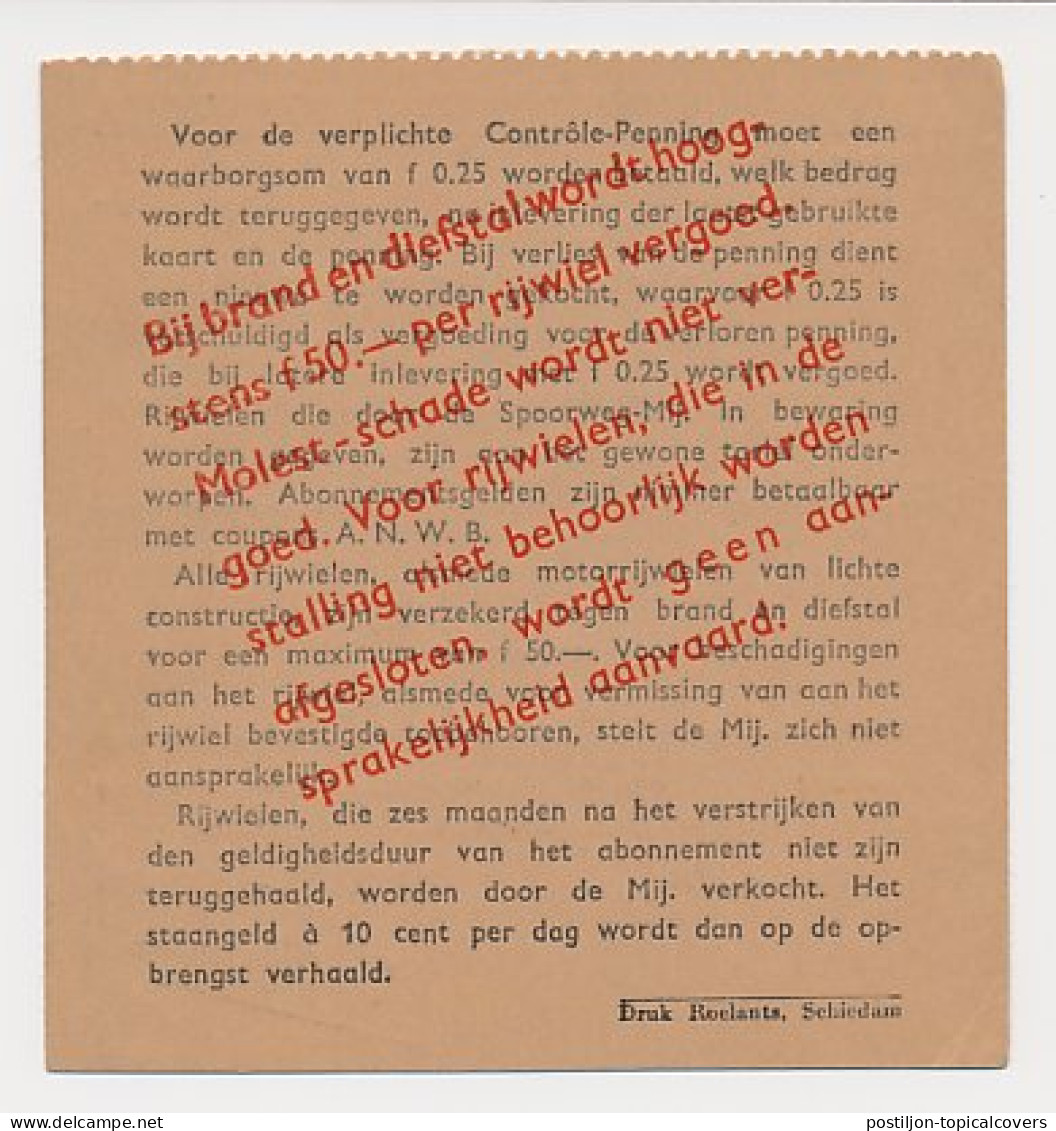 Maandkaart Rijwielstalling Amsterdam 1947 - Revenue Stamps