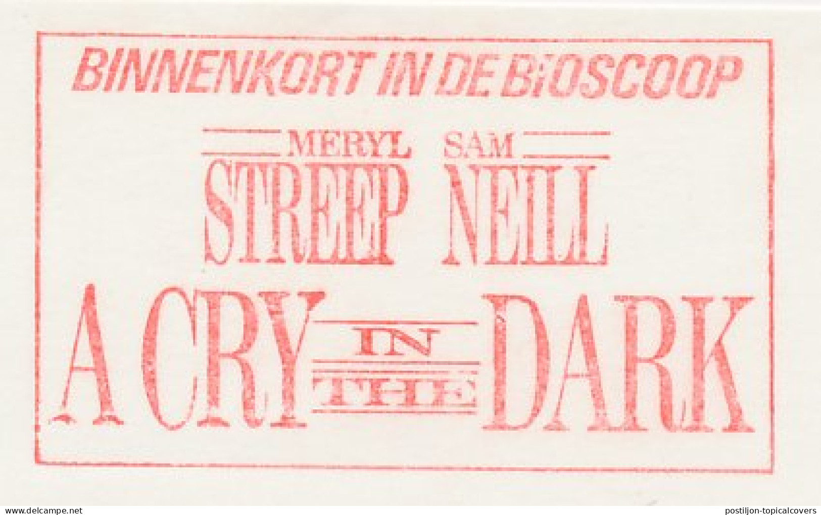 Meter Cut Netherlands 1989 A Cry In The Dark - Movie - Dingo - Cinema