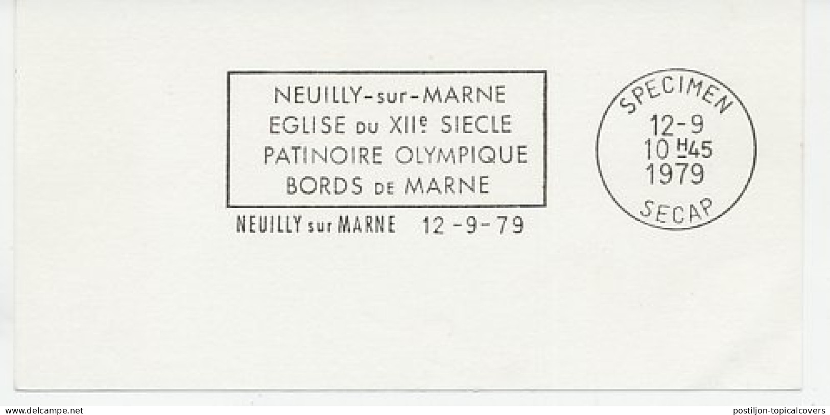 Specimen Postmark Card France 1979 Olympic Ice Rink - Church - Sonstige & Ohne Zuordnung