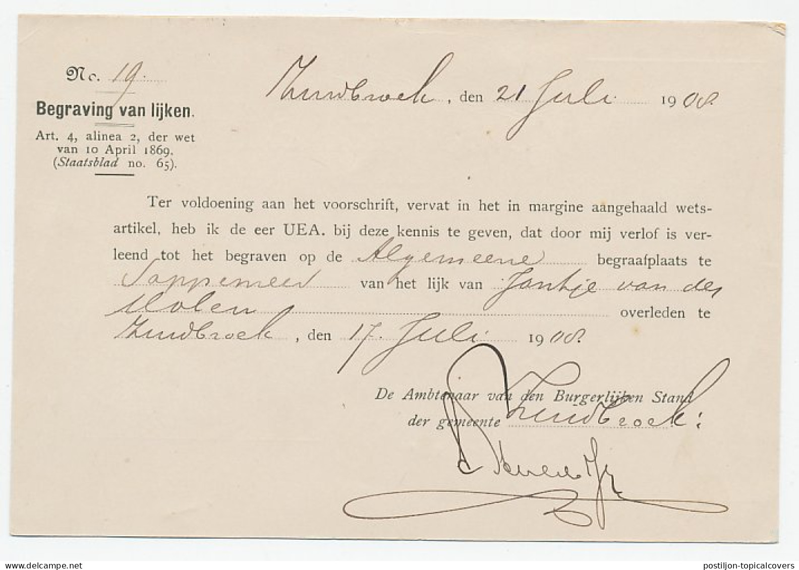 Grootrondstempel Zuidbroek 1908 - Unclassified
