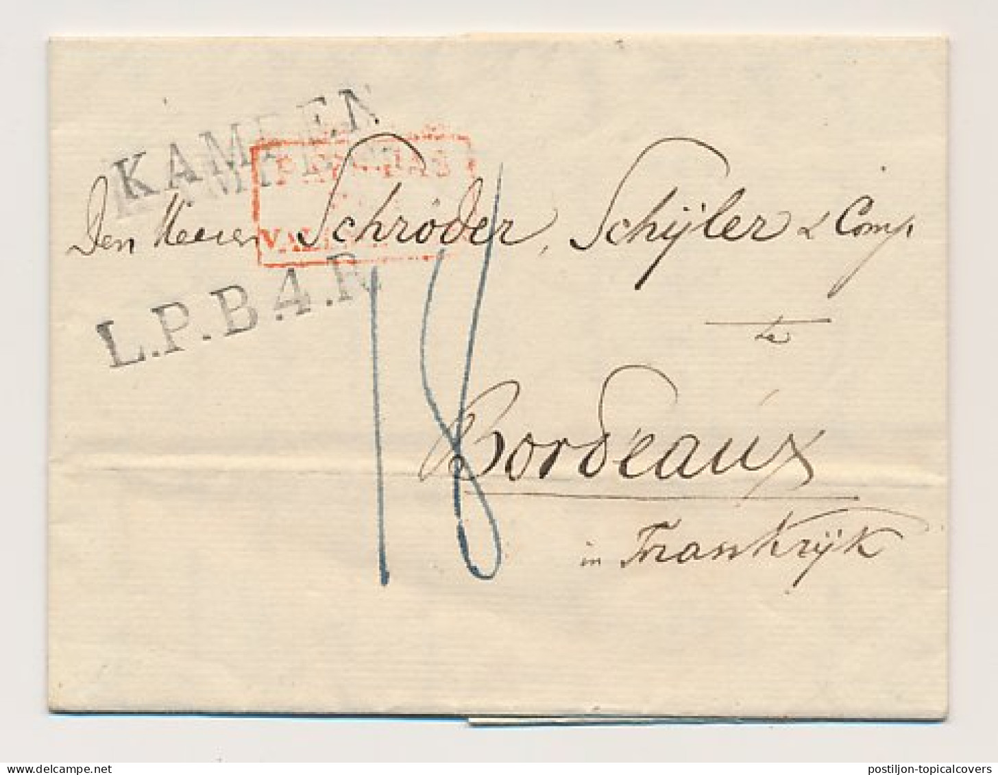 Kampen - Bordeaux Frankrijk 1828 - Pays-Bas Par Valenciennes - ...-1852 Prephilately