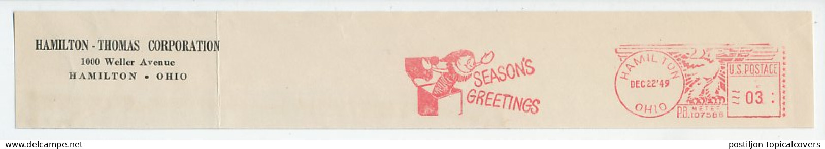 Meter Top Cut USA 1949 Season S Greetings - Clown In A Box - Noël