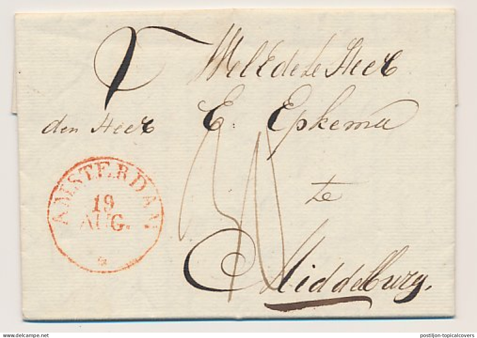 Distributiekantoor Weesp - Amsterdam - Middelburg 1829 - ...-1852 Prephilately