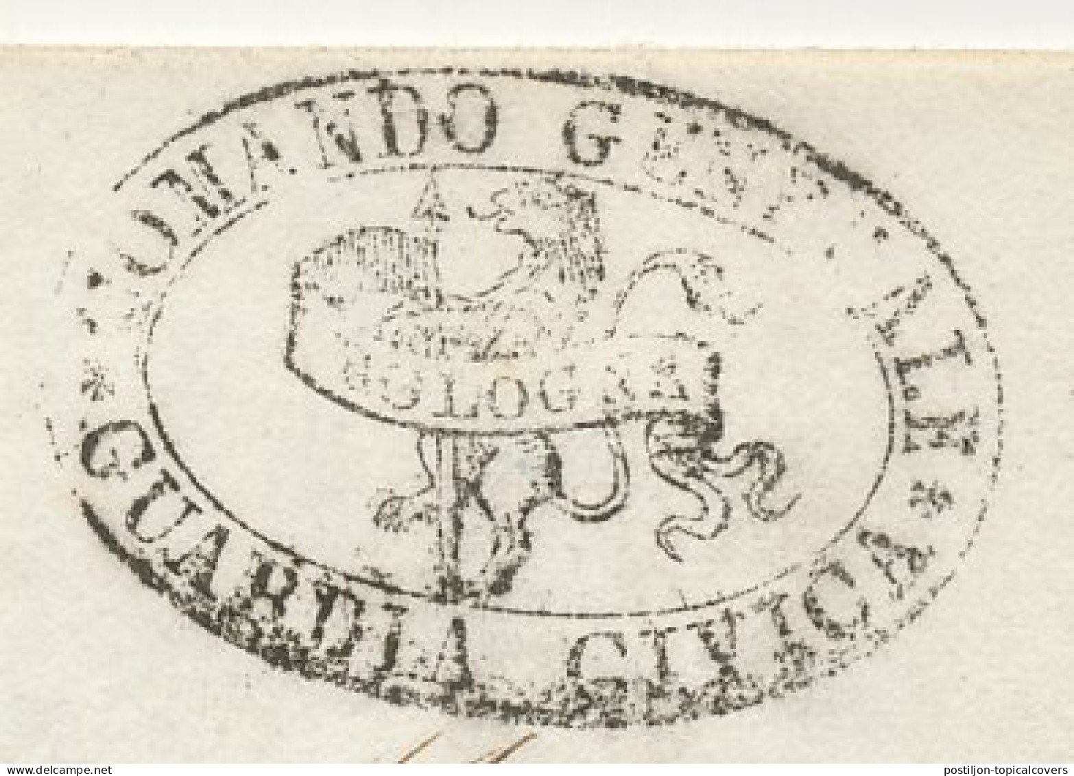 Folded Letter Italy 1847 Commander Of The Civic Guard Of Bologna - Lion  - Other & Unclassified