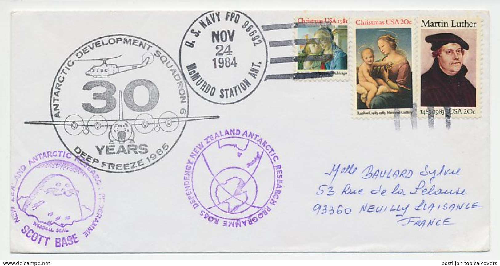 Cover / Postmark USA 1984 Antarctic - Scott Base - McMurdo Station - Helicopter - Expéditions Arctiques