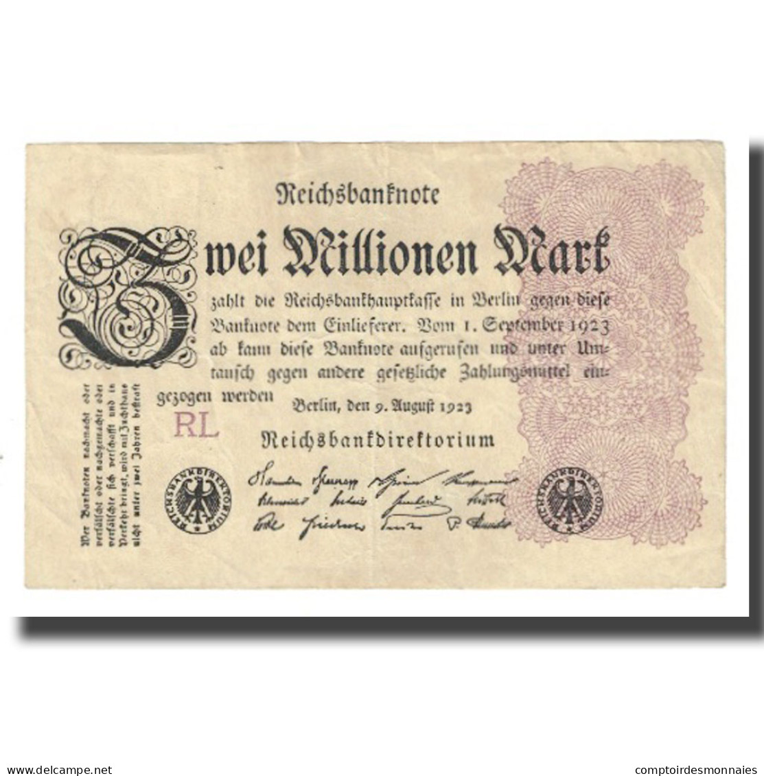 Billet, Allemagne, 2 Millionen Mark, 1923, 1923-08-09, KM:104b, TTB - 2 Millionen Mark