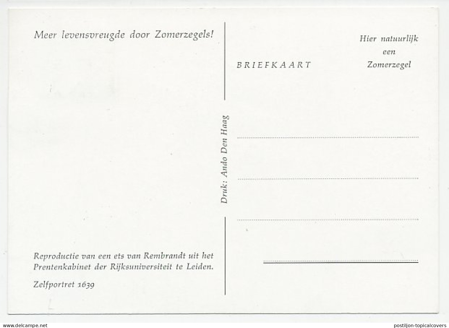 Maximum Card Netherlands 1956 Rembrandt - Self Portrait  - Sonstige & Ohne Zuordnung