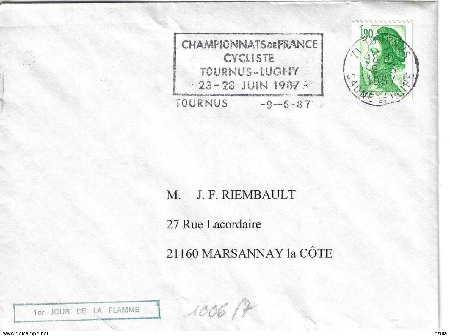 Championnat De FRANCE 1987   Flamme Annonce - Cyclisme