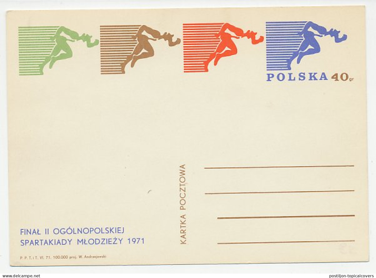 Postal Stationery Poland 1971 Running - Sonstige & Ohne Zuordnung