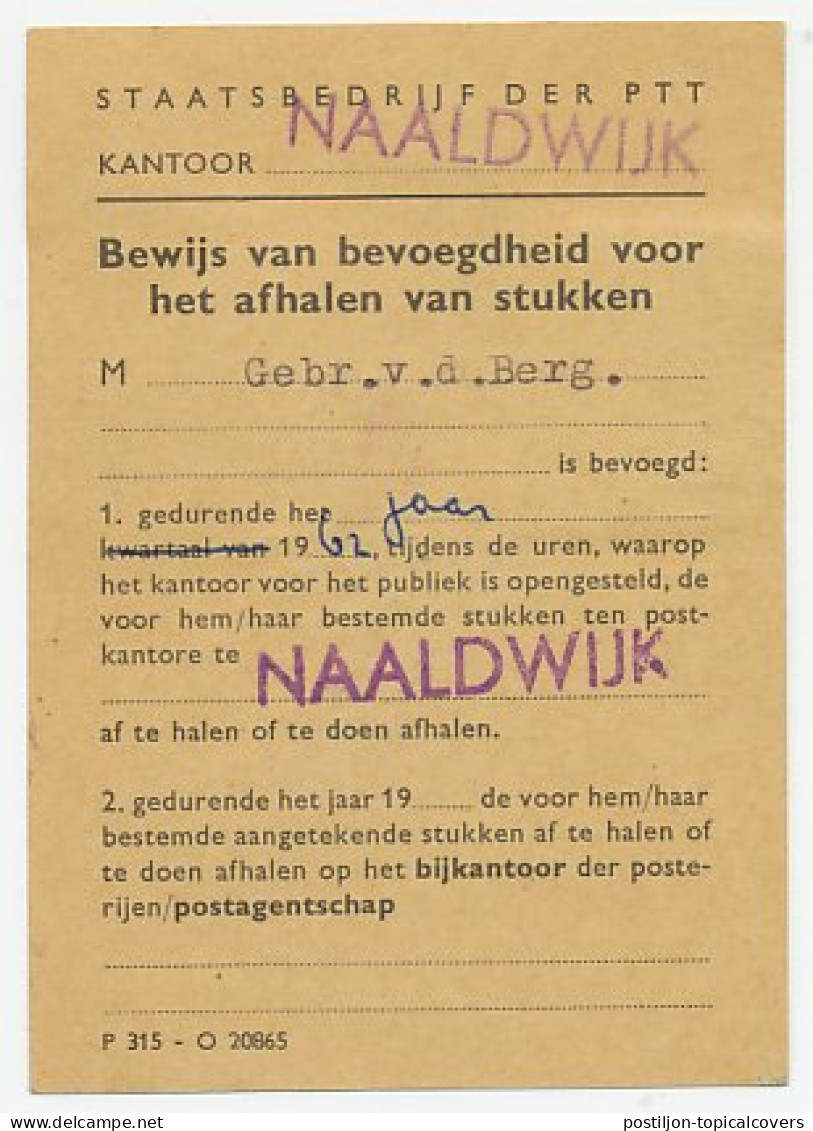 Em. Juliana Postbuskaartje Naaldwijk 1961 - Unclassified