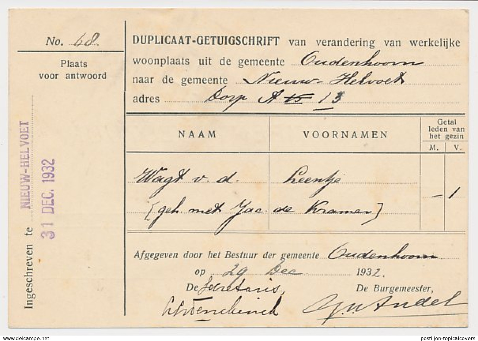 Treinblokstempel : Hellevoetsluis - Rotterdam I 1933 - Unclassified