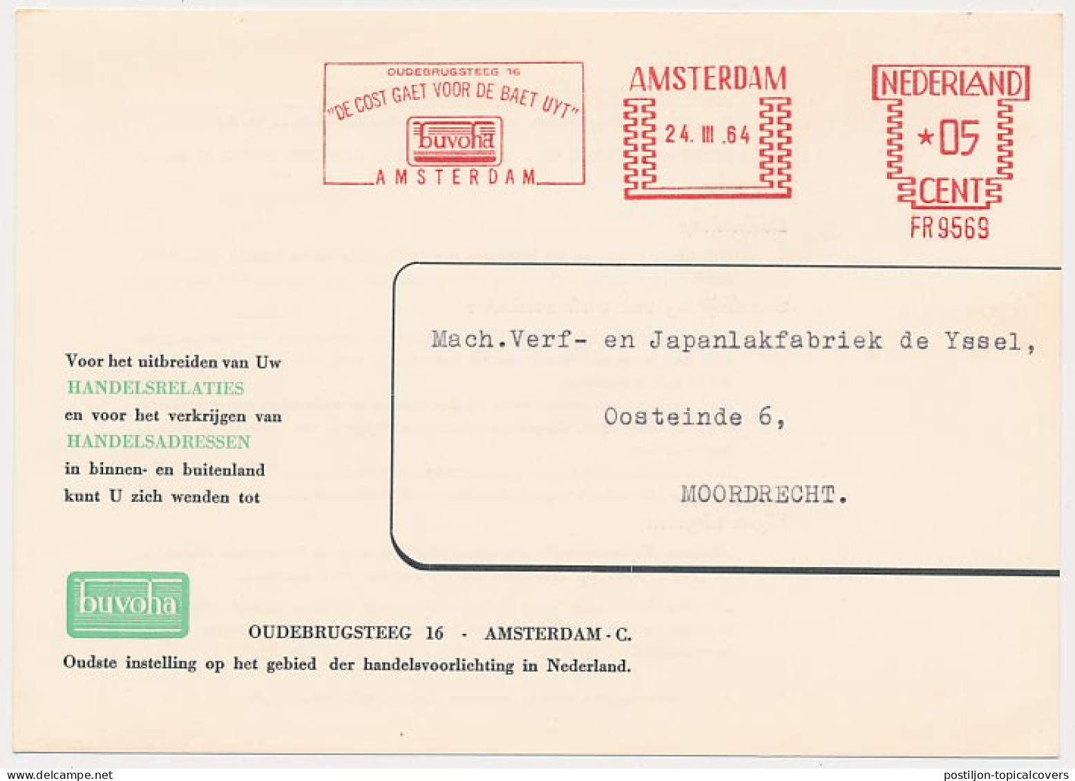 Meter Card Netherlands 1964 Costs Go Before The Benefits - Amsterdam - Non Classés