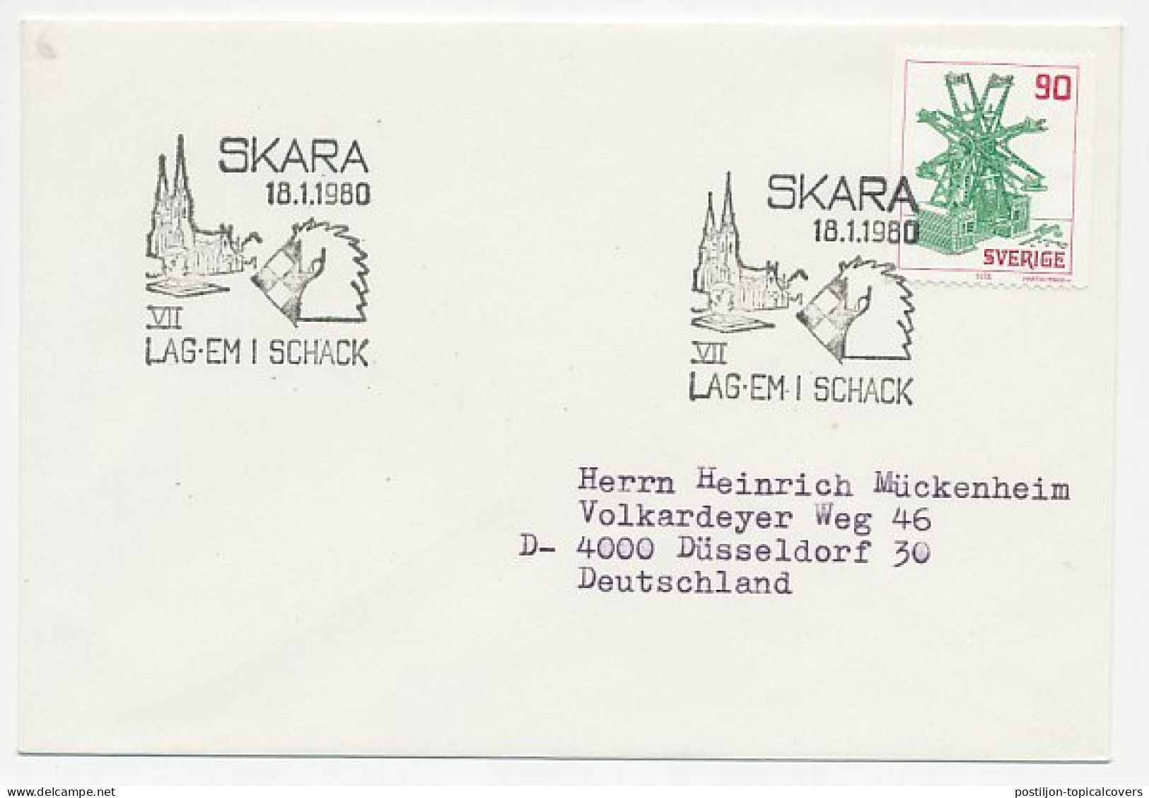 Cover / Postmark Sweden 1980 Chess - Unclassified