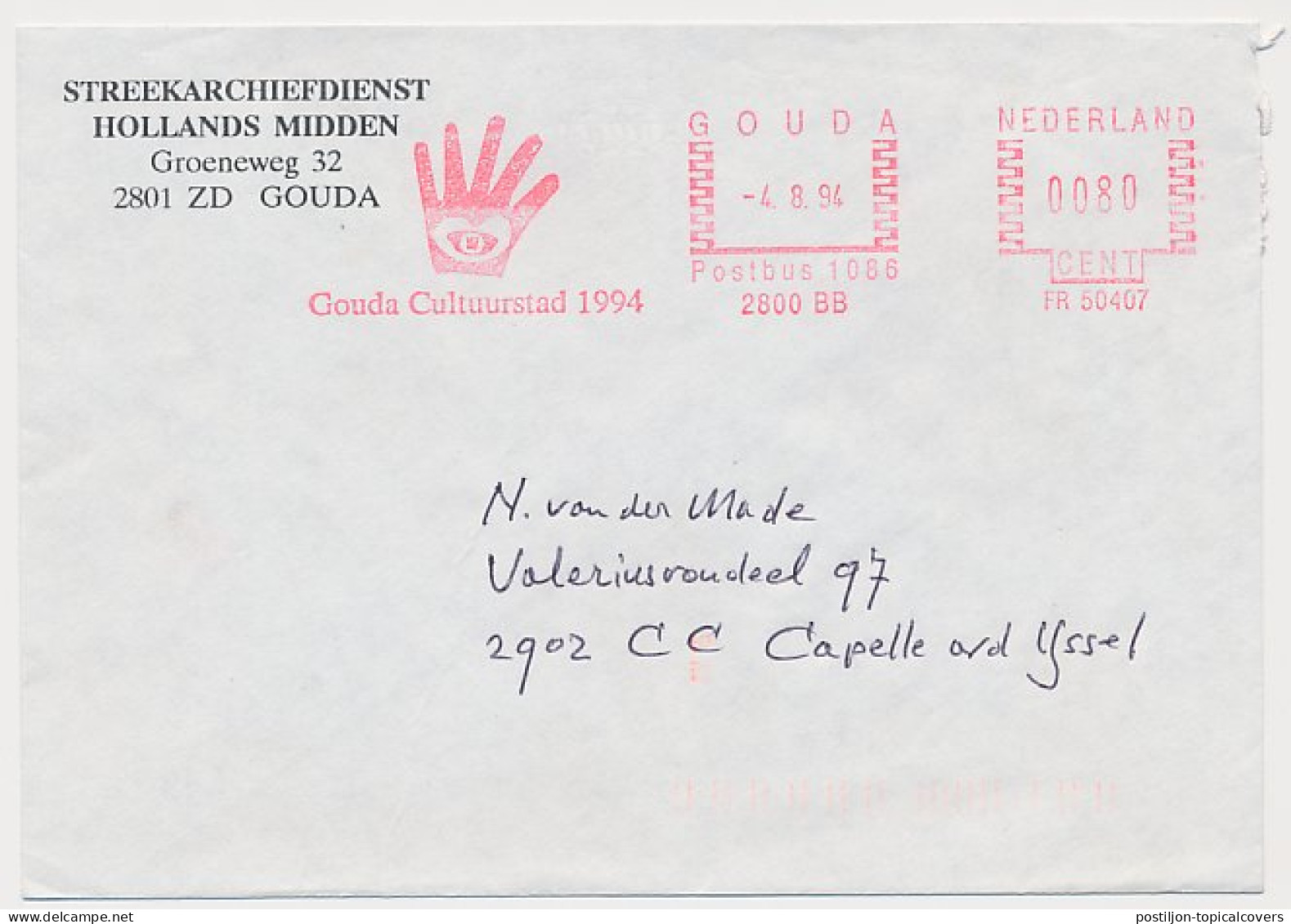 Meter Cover Netherlands 1994 Gouda Cultural City 1994 - Other & Unclassified