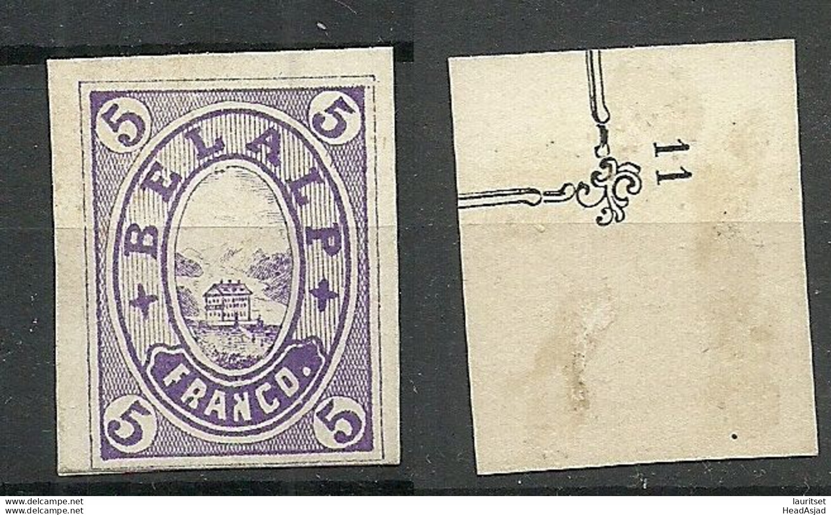 Schweiz Switzerland - Vignette De Belalp 5 Franco (*) Locale Briefmarke? Proof? - Sonstige & Ohne Zuordnung