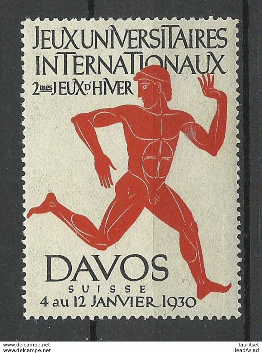 Schweiz Switzerland 1920 Jeux Universitaires Internationaux Davos Poster Stamp Vignette MNH - Autres & Non Classés