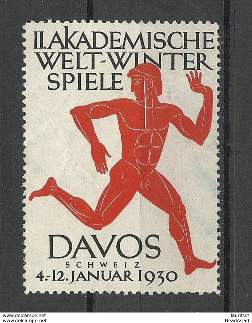 Schweiz 1920 Jeux Universitaires Internationaux Davos Poster Stamp Vignette II: Akademische Welt-Winterspiele (*) - Andere & Zonder Classificatie