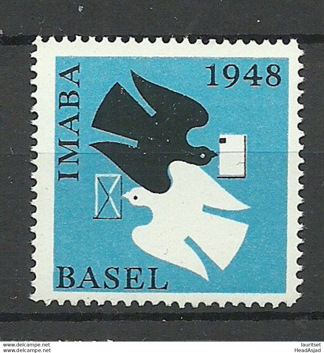 Switzerland SCHWEIZ 1948 IMABA Basel Expo Nationale Briefmarkenausstellung Taube Dove Vignette Werbemarke MNH - Unused Stamps